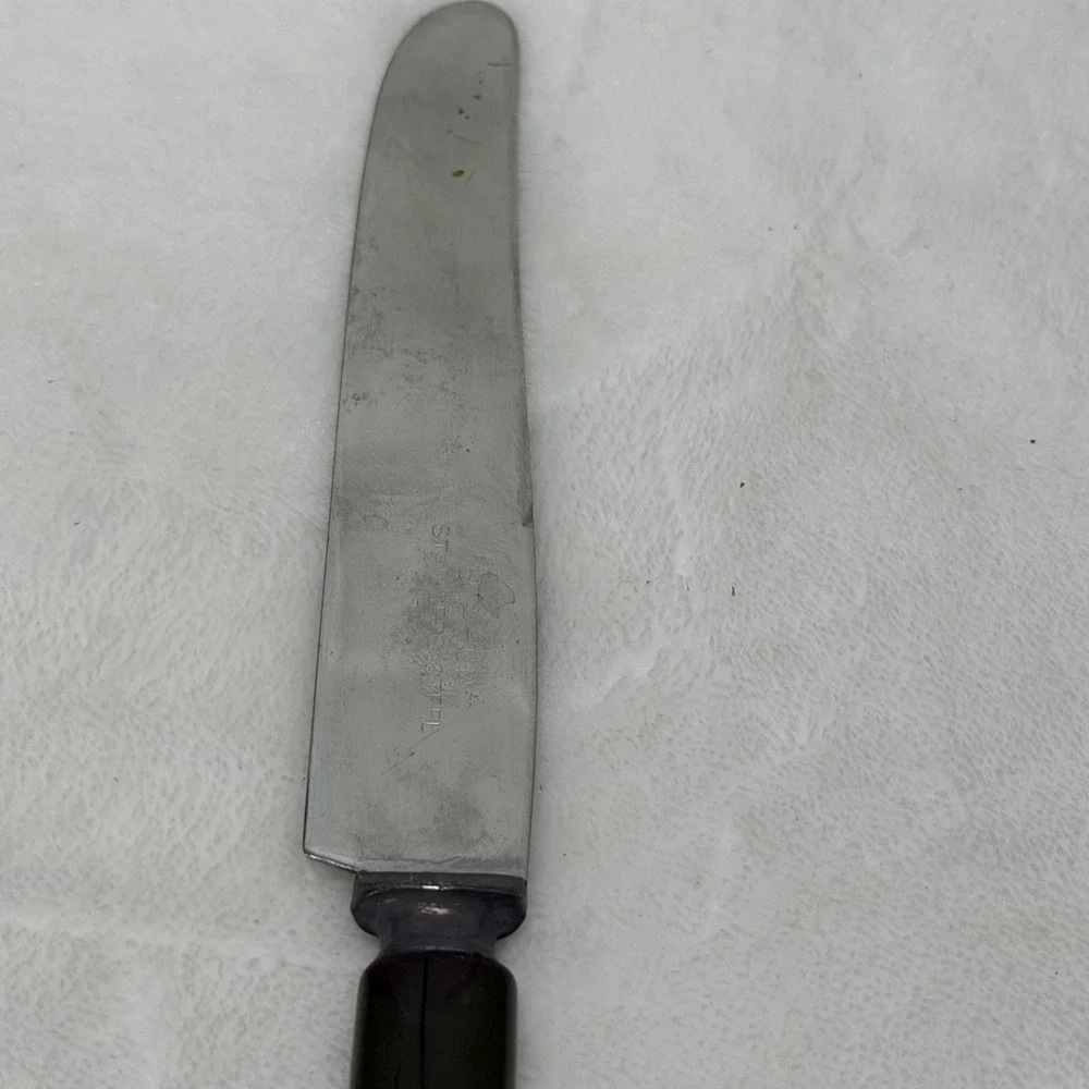 VTG‎  Sta-On Art Deco Forest Green Bakelite Handle Dinner Knife Retro SEE
